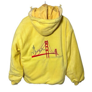 CHENERAL San Francisco Reversible Jacket Removable Hood Adult size Small Yellow